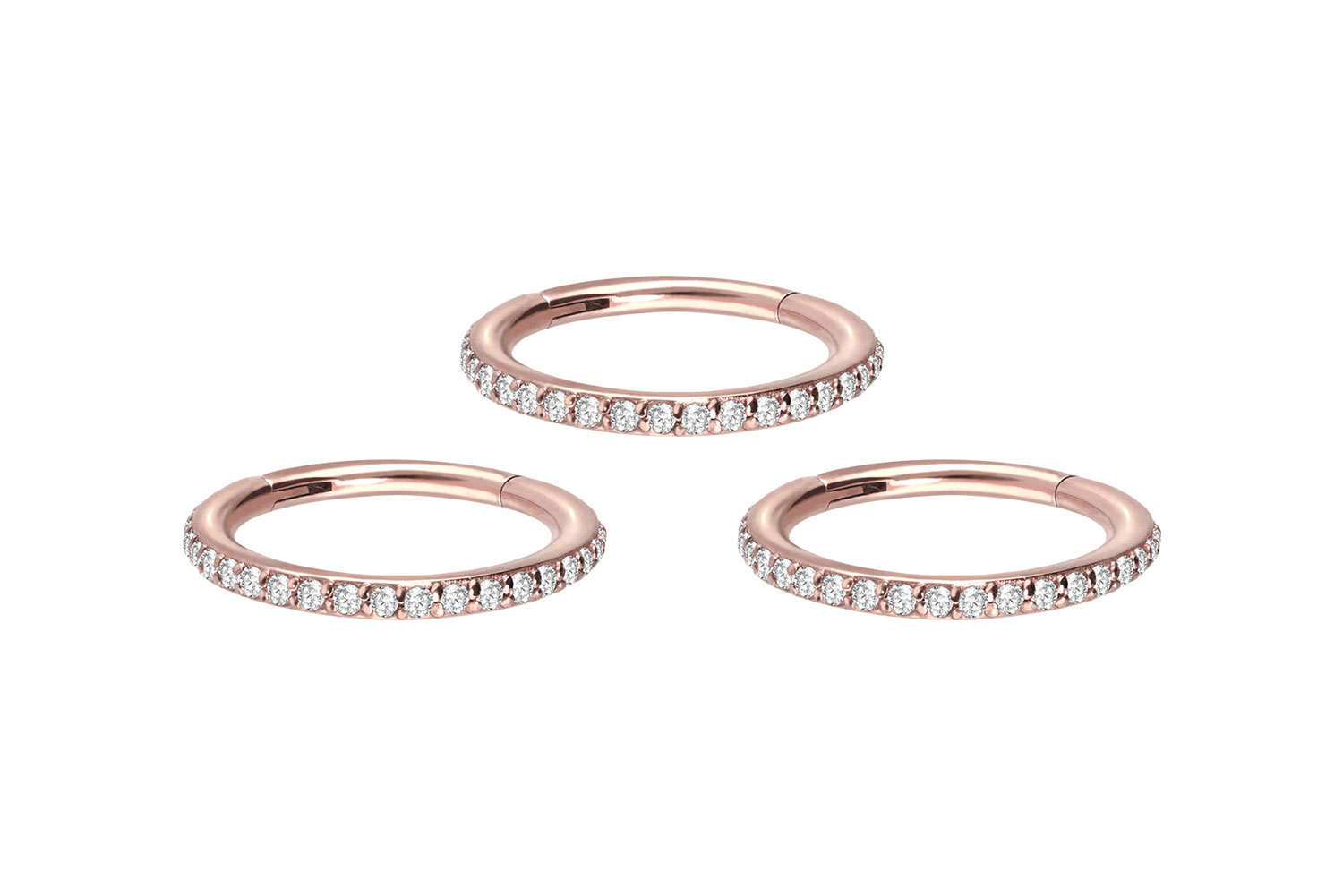SET Chirurgenstahl Segmentring Clicker Piercing EINGEFASSTE KRISTALLE ++Neues Design++